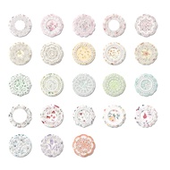 46pcs Circle Lace Sticker Retro Decorative Materials Flowers and Plants Hand Account Materials.Stationery Decoration Stickers Suitable  For Photo Albums Diaries Cups Laptops Mobile Phones Scrapbooks