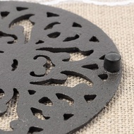 HAPPY TIME-Round Cast Iron Trivet 6.7Inch Iron Heat-Insulation Trivet Non-Slip Potholders for Kitche
