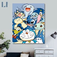 Tranh sơn dầu số hoá có khung LIM Art - Tranh tô màu theo số tổng hợp tranh Doraemon