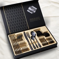 24 Pcs Cutlery Set Dinner Spoon Fork Set Sudu Garfu Set Hadiah Kahwin untuk Pengantin Baru Hadiah Ka