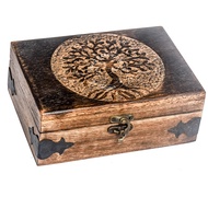 Antique Handmade Wooden Urn Tree of Life Engraving Handcarved Jewellery Box for Women-Men Jewel | Ho