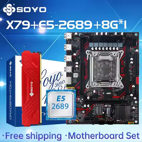 SOYO X79 Game Motherboard LGA 2011 Set with E5 2689 CPU DDR3 8G*1 ECC RAM Memory M.2 NAME Computer c
