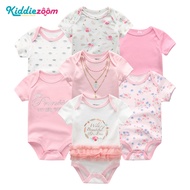 Kiddiezoom 7 pieces baby romper newborn clothes Girl Baby Short Sleeve Clothes Pure Cotton 0-12 Mont