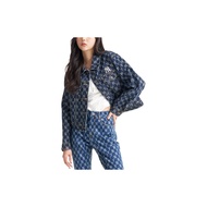 MLB Monogram Denim Jacket Womens Blue 3FDKM0321-50BLS