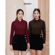 Nomitee's Warren Top Women's Long Sleeve Polo Shirt Collar Shirt Women Knitted Top Polo Shirt Women