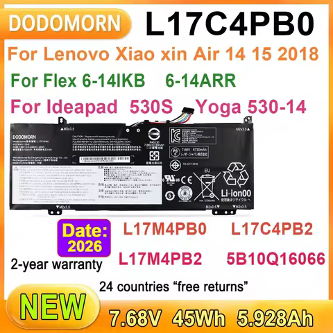 New L17C4PB0 Laptop Battery For Lenovo Flex 6-14IKB Ideapad 530S Yoga 530 Xiao xin Air 14 15 2018 L1