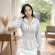 KEMEJA Baddie Shirt _ Women's Striped Fitted Blouse Shirt
