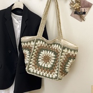 Large Capacity Straw Woven Bag For Women In Summer Beach Vacation Beach Grandmother Woven Bag One-sh