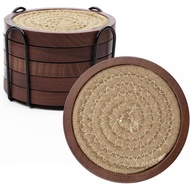 Mckanti 6 Pack Wood Coasters for Drinks with Cotton Coasters Insert, Wooden Coasters with Holder for