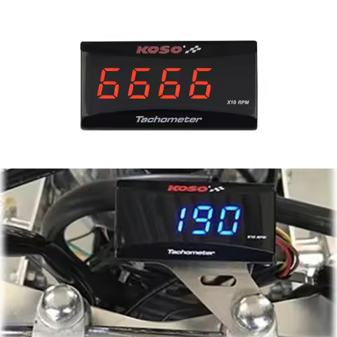 KOSO Speedometer Motorcycle RPM Meter LCD Digital Display Engine Tach Meter Tachometer Waterproof Ac