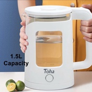 Electric Kettle Toha 1.5L Water Kettle Translucent Glass Fast Boiling Kettle