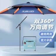 佳钓尼（JIADIAONI） 新款拐杖钓鱼伞万向大钓伞加厚手杖雨伞防暴雨防晒遮阳伞渔具防紫外线带地插 【万向双调节】王者之战拐杖伞2.4米