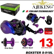 (13kg MAX DRAG) MESIN PANCING BC AJIKING BOXSTER 918L (LEFT HANDLE) FISHING REEL WITH ITALIAN TECHNOLOGY AND ALUMINUM
