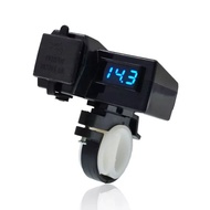 12-24V Dual USB Motorcycle Handlebar Charger Socketed Adapter Digital Voltmeter LED Display Voltmeter Power Socket with Switch