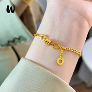 Gold-Plated 999 Lucky Bracelet AB Double Chain Small Waist Tassel Bracelet for Women Simple and Exqu