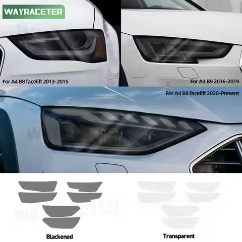 2 Pcs Car Headlight Tint Smoked Black Protective Film Transparent TPU Sticker For Audi A4 B8.5 B8 Fa