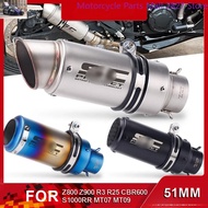 51mm Universal SC Motorcycle Exhaust Pipes Muffler Silencer Steel With DB Killer For Z800 Z900 R3 R2