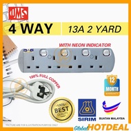 SIRIM UMS 8413-N 4 Way Plug 3 Pin Socket Extension Plug Trailing Socket Extension Cord Wayar Extensi