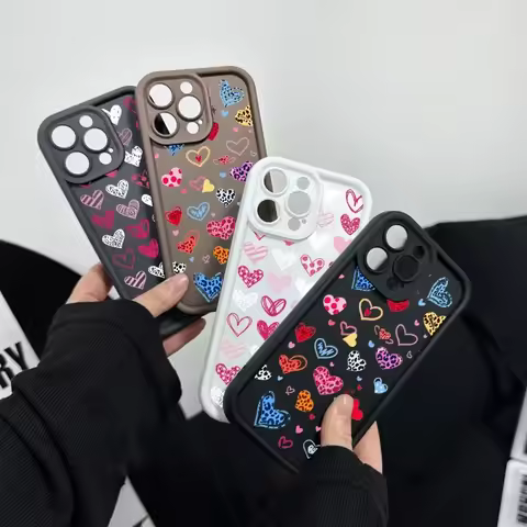 Full Screen Colorful Love Heart Phone Case For VIVO V60 V50 V40 Lite V30 V27 Pro X200FE Y20 Y21 Y19S
