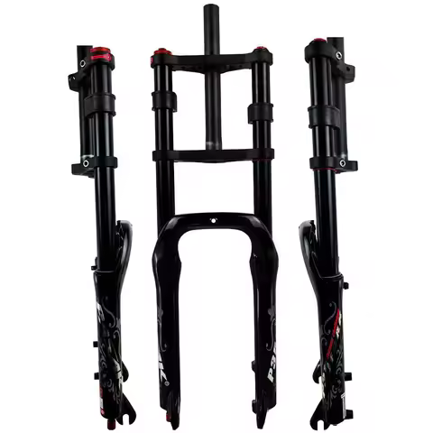 Pasak-Fat Bike Suspension Air Fork, 20x4.0, 2 Brackets, Hydraulic Disc Brake, Rebound Adjustment, Dr