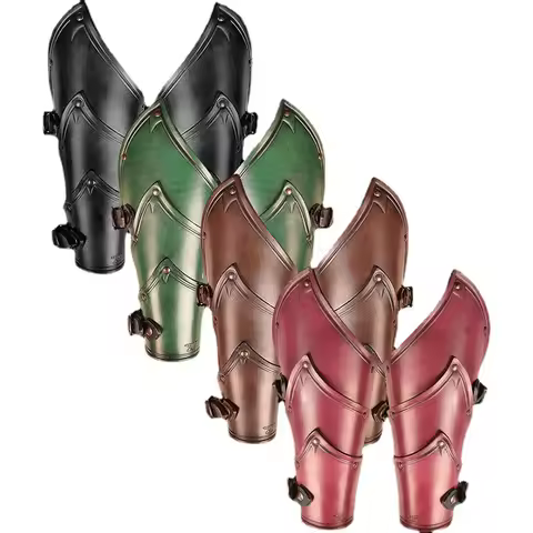 2Pcs Men Medieval Steampunk Leather Armor Arm Guards Viking Pirate Knight Gauntlet Bracer Cosplay Ac