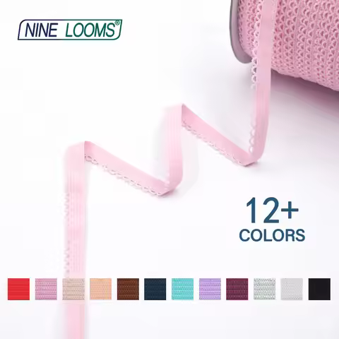 NINE LOOMS Frilly Picot Loop Lace Trim Elastics 3/8" 10mm Decorative Spandex Webbing Lingerie Underw