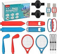 Switch Sports Accessories Bundle - 12 in 1 Switch Sports Accessories for Nintendo Switch Sports, Family Sports Games Accessories Kit Compatible with Tennis Rackets,Sword Grips,Golf Clubs,Wrist Dance