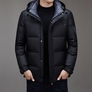 KY-D Winter New High-End Duck down down Jacket Men's Jacket Hooded Casual Warm Quilted Jacket Middle-Aged Men's Jacket R