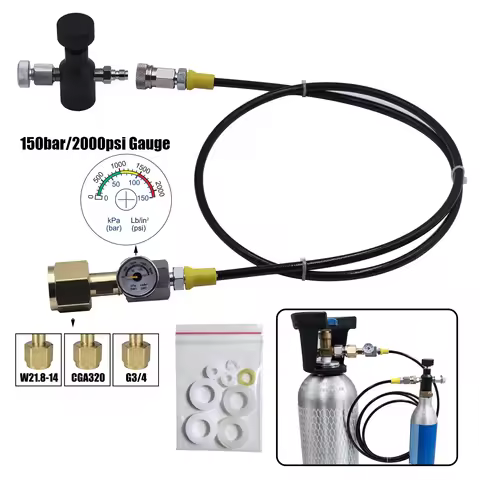 Soda Air Connect Refill Adapter CO2 Filling Station with W21.8-14 CGA320 G3/4 Hose Length 40 or 100i