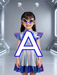 7C49 ชุดเด็ก ชุดเอเลี่ยน ชุดมนุษย์ต่างดาว ธีมวันวิทยาศาสตร์ Children Space Cosmic Alien Girl Costume
