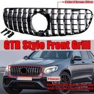GTR Style AMG Front Bumper Grill Grille Chrome Silver ABS for Mercedes Benz GLC Class W253 GLC300 GL