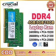 Crucial DDR4 Laptop RAM 4GB 8GB 16G 3200MHz 2666MHz 2400MHz 2133MHz PC4-25600  PC4-21300 PC4-19200 P