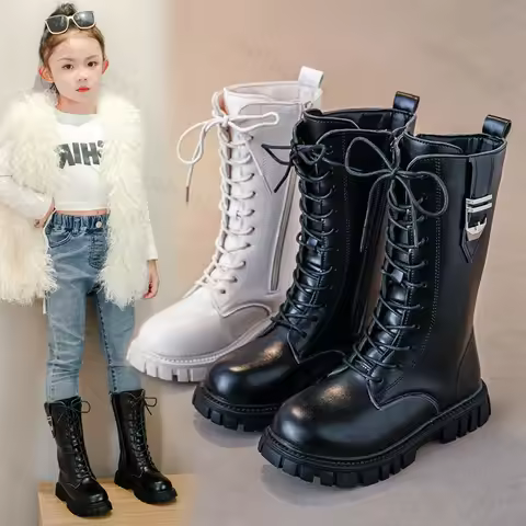 Children Knee Length Boots New 2025 Autumn British Girls Princess Boots Kids Zipper Comfortable Non 