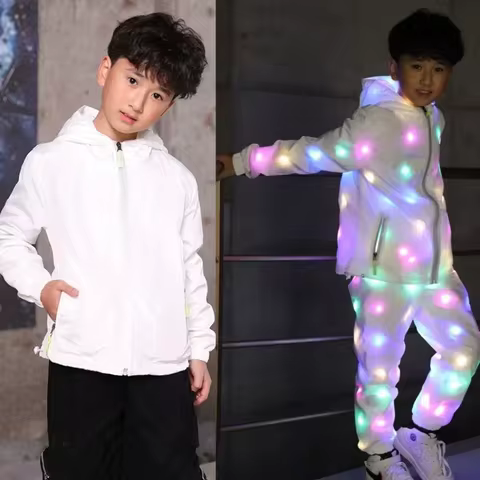 Led Lighting Rave Jacket Light Waterproof Clothes Cool Night Run Props Kids Dance Performance Child