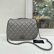 Chanel 香奈兒 銀色牛皮鴛鴦扣 馬鞍包 23開有卡