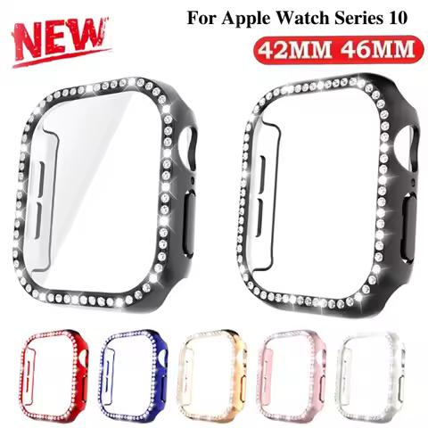 Glass+Diamond Cover For Apple Watch Case 46mm 42mm Bling Bumper Protector for iWatch Series 11 10 46