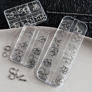 honeypanda 30/60PCS/Box Metal Retro Circle Nails Art Charms 3D Punk Style Bla White Nail Parts Nail 