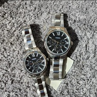 Fossil BQ2644 Rye His / Her Multifunction Chronograph Watch with Black Dial in Silver Stainless Stee