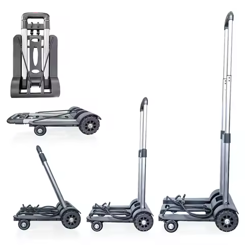 Aluminum Alloy Folding Trolly Shopping Cart Folding Transport Trolly Small Pulling Household Shoppin