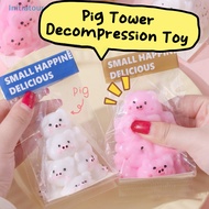[Initiatour] Cute Mochi Squishy Piggy Tower Fidget Toy Slow Rebound Pinching Cute Pig Stress Release Tool Deion Toy Vent Toy Gift