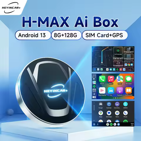 2026 HEYINCAR Carplay Ai Box Wireless CarPlay Adapter Android 13 QCM6125 Play Store Netflix Youtube 
