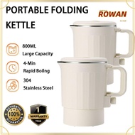 ROWANSG Electric Kettle, Foldable 2-in-1 Mini Kettle,  800ML 304 Stainless Steel Heater Kettle