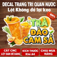 PEACH ORANGE TEA Decal to decorate cafes, carts, wall stickers, pre-cut glass cabinets in A4 size (2