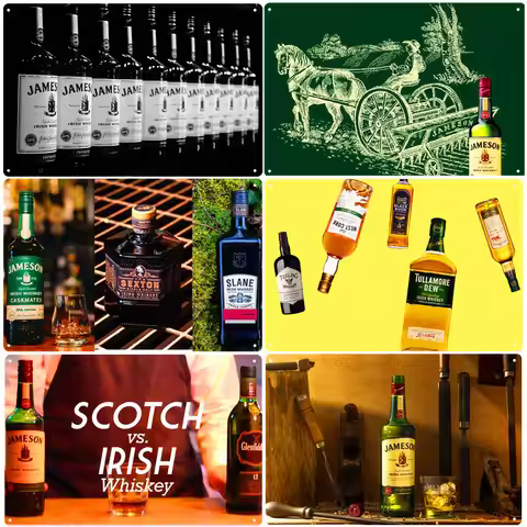 Irish Whiskey Plaque Vintage Metal Tin Signs Pub Bar Club Home Decoration Cold Beer Wall Posters Gin