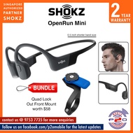 Shokz OPENRUN MINI (Aftershokz Aeropex MINI) Wireless Bone Conduction, Bundle Quad Lock Out Front Mount worth $58