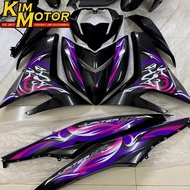 COVERSET Y15 V1 V2 ORIGINAL VELOZI Y15ZR JUPITER MX KANJI METALLIC BLACK PURPLE PINK STRIPE SIAP TAM