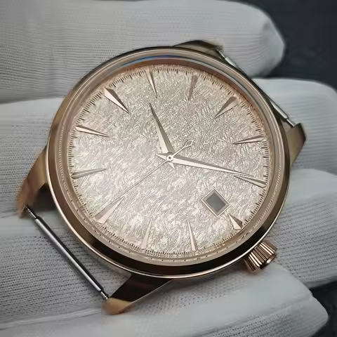 35mm Flashing Dial 40mm Cocktail Case Set 20mm Steel Strap Gold Rose Watch Faces for NH35 Movement W