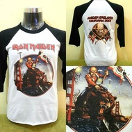 3Q three-quarter Print Print Band Shirt Iron Maiden England California 2012 Band T-Shirt