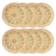 [Lapurer]8 Pack Bamboo Paper Plate Holders, 10 Inches Reusable for Dinner Plates Hand Woven Wicker P