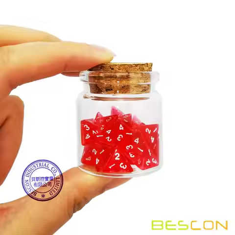 Bescon Mini Transparent Red D4 Dice 30pcs Healing Potion Bottle, 30pcs Roleplaying Mini Red Gem D4 D